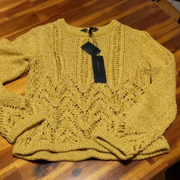 Bcbgmaxazria Golden Yellow Mixed Stitch Pullover - Picture 5 of 6